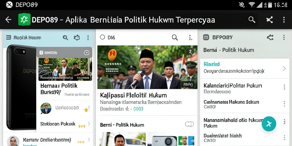 Antarmuka DEPO89 menampilkan berita politik dan hukum yang informatif.