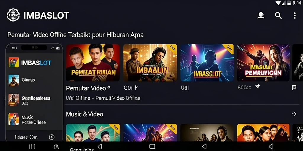 Antarmuka IMBASLOT menampilkan fungsi Pemutar Video Offline yang intuitif.