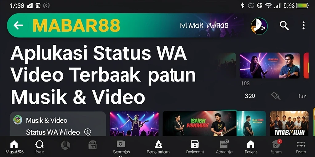 Antarmuka MABAR88 menampilkan berbagai video musik untuk status WA.