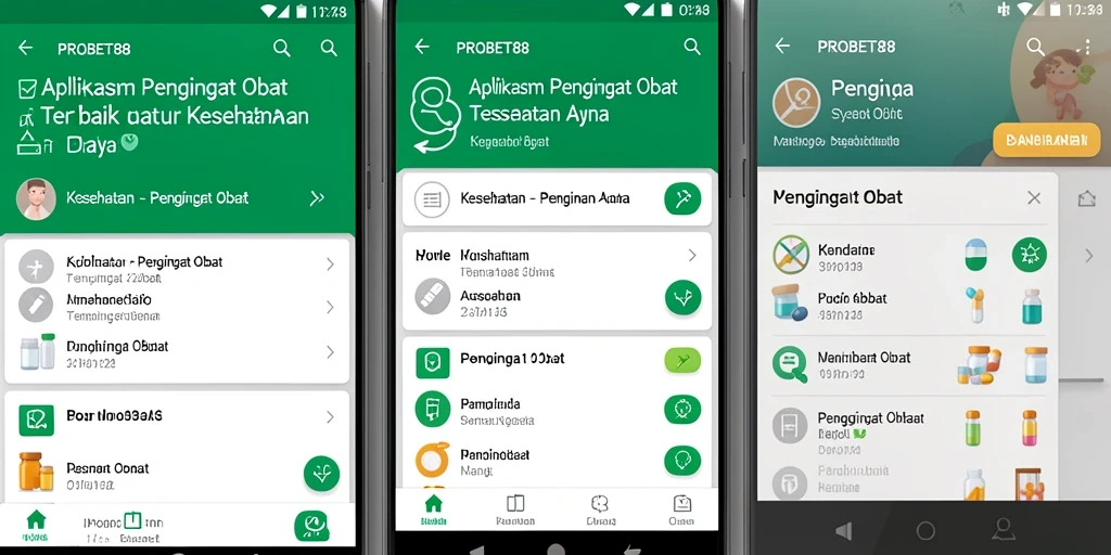 Tampilan PROBET88 yang menampilkan fitur pengingat obat yang intuitif.
