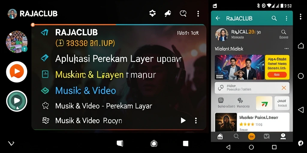 Tampilan antarmuka utama RAJACLUB saat merekam layar.