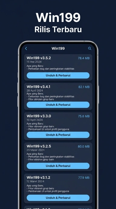 Tampilan riwayat versi win199